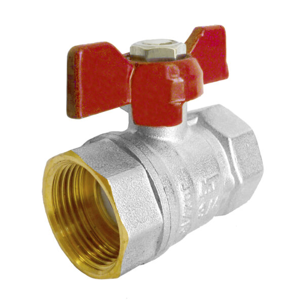 40932 Pn25 F-F Ball Valve Red Butterfly Handle