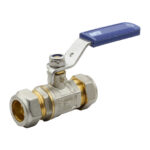 66512Ball Valve Blue Handle Compression Nickel Plated